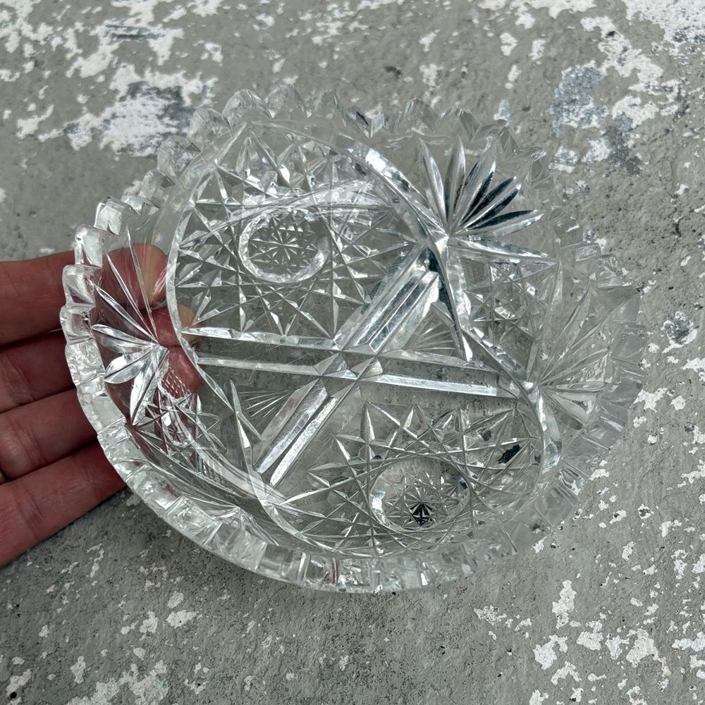 American brilliant cut glass candy dish